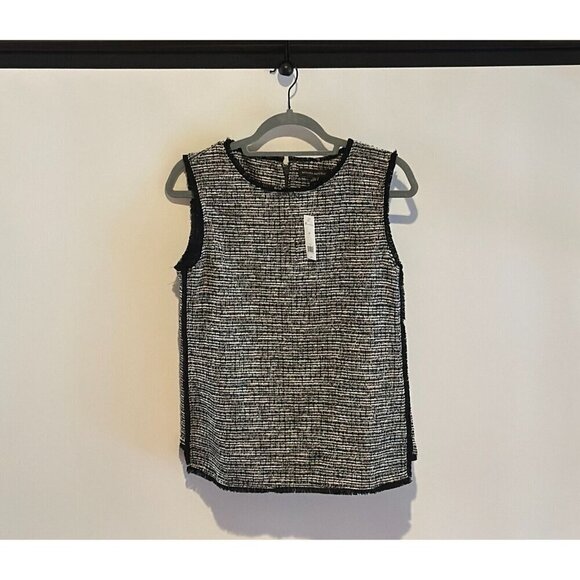 NWT Women's Banana Republic Size Med Sleeveless Boucle Shell Top Tweed Fringe - Picture 4 of 9